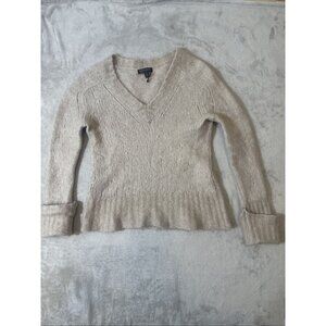 Banana Republic XS Tan Italian Yarn Alpaca Linen Blend V-Neck Sweater